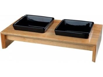 Trixie Skålesæt, Keramik/træ, 2 × 0.4 l/13 cm, 36 × 19 × 7 cm