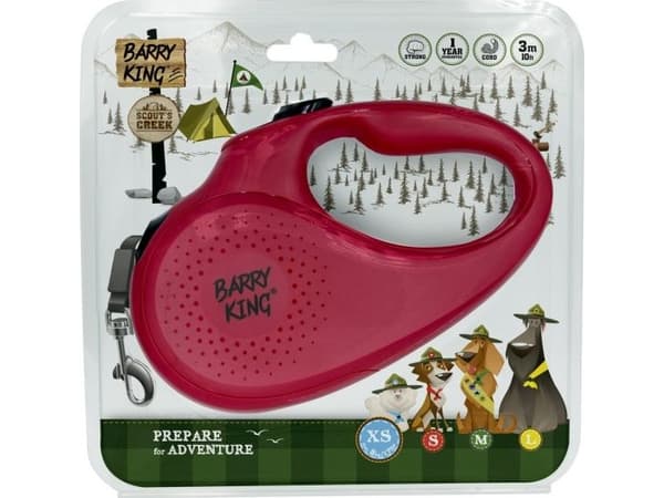Barry King Automatisk hundebånd, rød, XS - 3m streng, opptil 8 kg