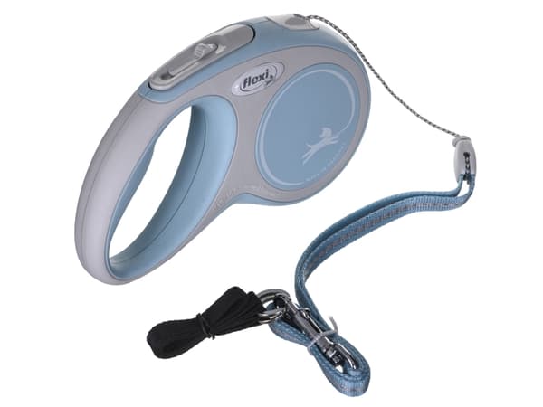 Flexi New Comfort S Cord 5 m, Hund, Tilbaketrekkelig, Blå, Hvit, Ledning, 12 kg, Monokromatisk