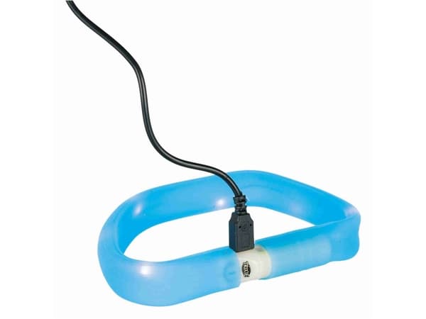 Trixie Flash lysbånd USB, L–XL: 70 cm/30 mm, blå