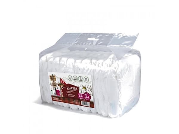 Barry King Diapers for female dogs, L, waist 36-52 cm, 12 stk.