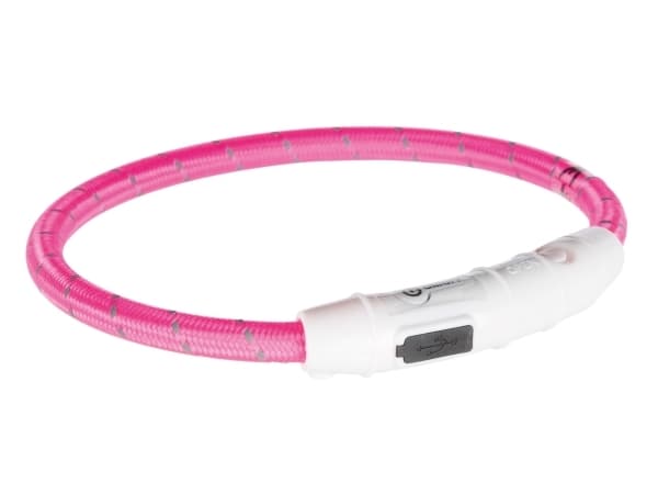 Trixie Flash lysring USB, XS–S: 35 cm/ø 7 mm, pink
