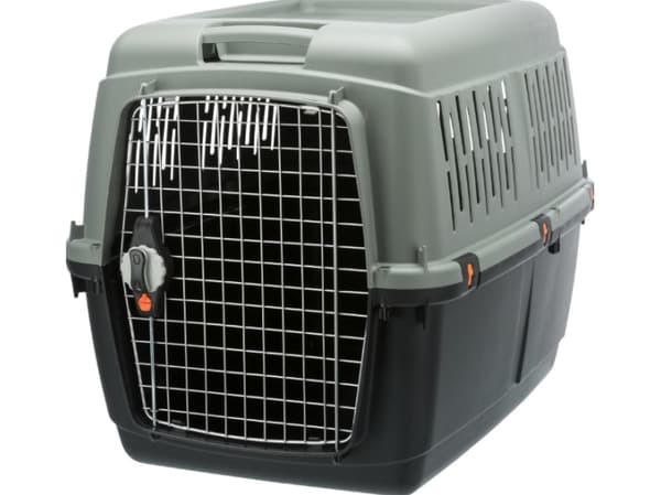 TRIXIE Giona, Hård djurtransport, Hundtransport, Hund, 25 kg, Frontlastning, Antracit, Grön, Grå