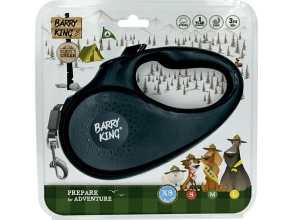 Barry King Automatisk hundebånd, svart, XS - 3m streng, opptil 8 kg