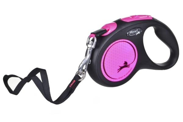 flexi Uusi NEON M teippi 5 m, 25 kg, musta / neon pinkki