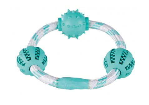 Trixie Denta Fun rope ring with balls, ø 20 cm