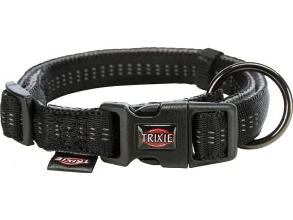 Trixie Softline Elegance dog collar, black/graphite, XS - S: 25-35 cm/15 mm