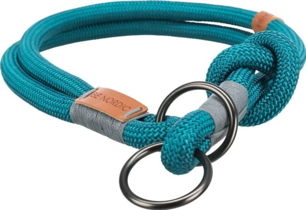 Trixie BE NORDIC kvælerhalsb., L–XL: 55 cm/ø 13 mm, petrol/grå