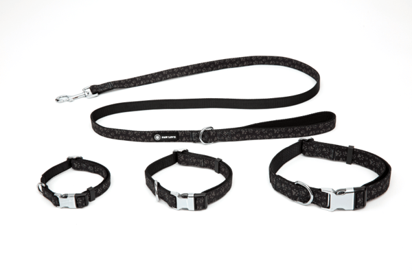 Paw Love - Halsbånd hund - Small - 28-42x1,5cm - Sort