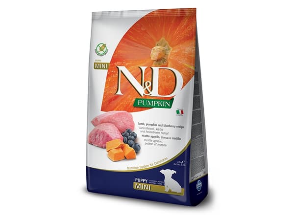 Farmina Pet Food N&D Pumpkin, Valp, Mini (5 - 10kg), Blåbær, Lam, Gresskar, 2,5 kg