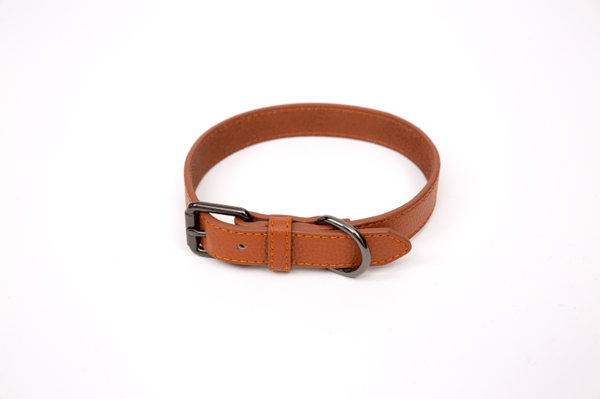 Paw Love - Halsbånd læder hund (Medium) - Cognac