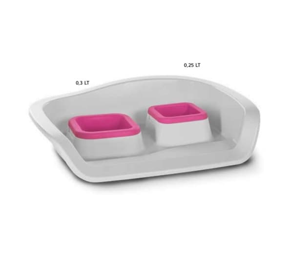 Tray w. Bowl white & pink 48x38x12 cm