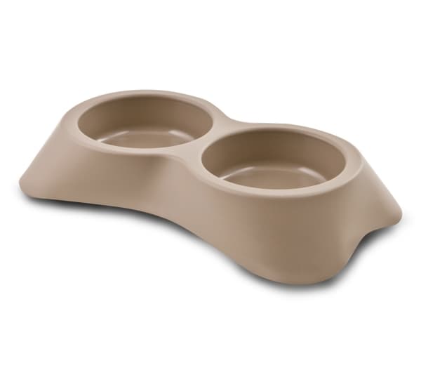 Dog Bowl Double Beige 16x25x4,5 cm