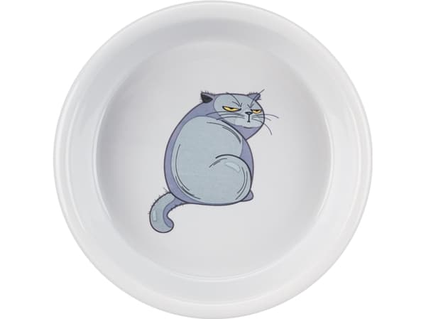 Trixie Skål m. kat, keramik, 0.25 l/ø 13 cm, grå