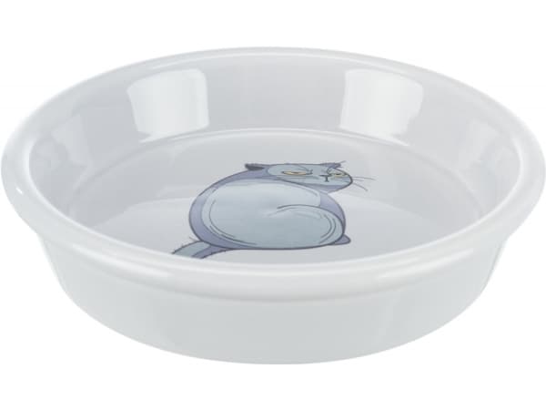 Trixie Skål m. kat, keramik, 0.25 l/ø 13 cm, grå