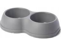 Barry King Dobbel plastskål for hunder og katter M, 0,5L, grå, 26x15cm,