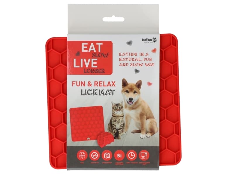 Eat Slow Live Longer Fun & Relax Lick Mat Red