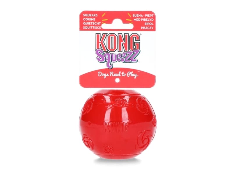 Kong - Squeezz Ball - Extra Sturdy, Bounces And Squeaks Even With Bite Marks -