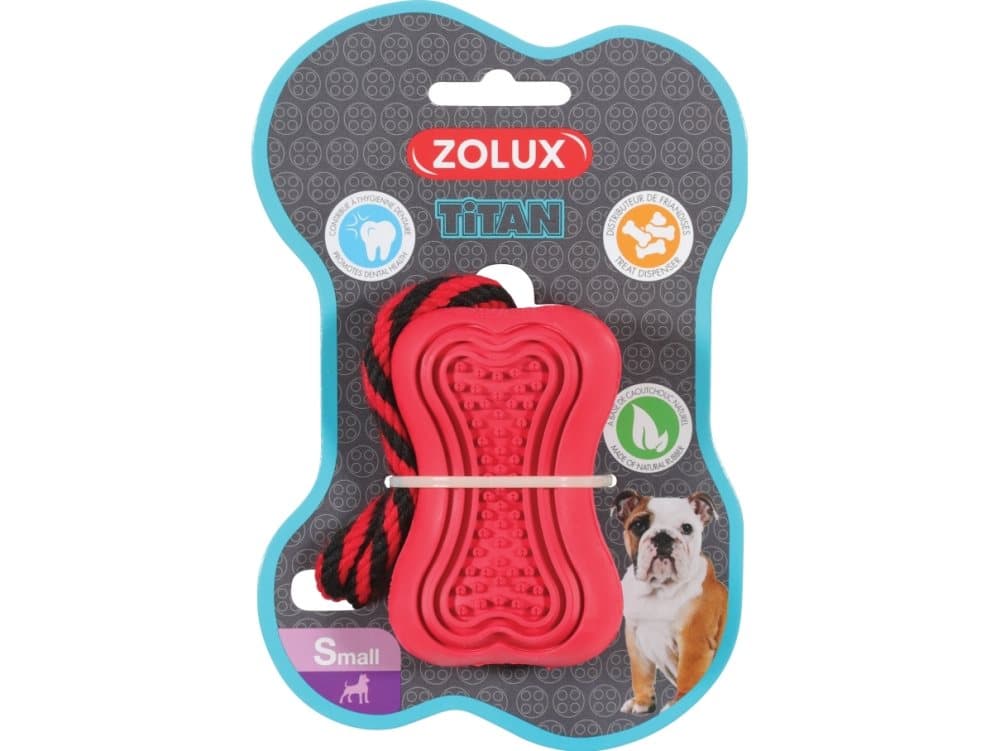 Zolux ZOLUX TITAN S rubber toy with a rope, red color