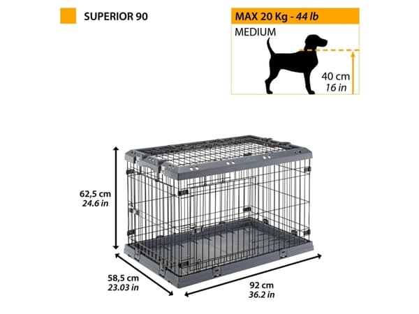 FERPLAST Superior 90 - Koiran häkki - 92 x 58,5 x 62,5 cm