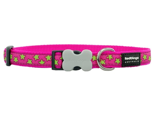 Red Dingo halsbånd, lime stjerner, 31-47cm/20mm