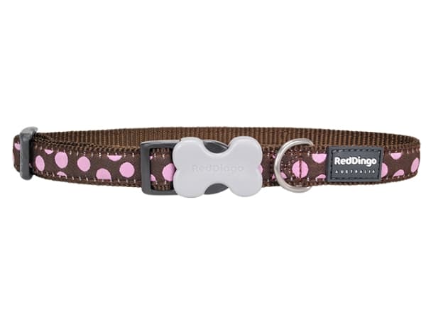 Red Dingo halsbånd, pink spot, 20-32cm/12mm