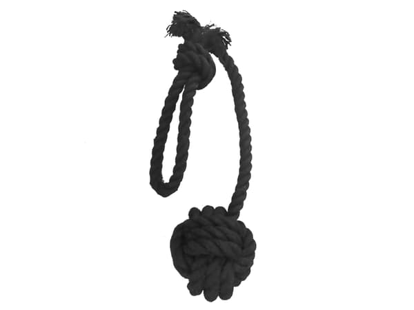 DOGMAN Lelu pallo/köysi musta 6/35cm