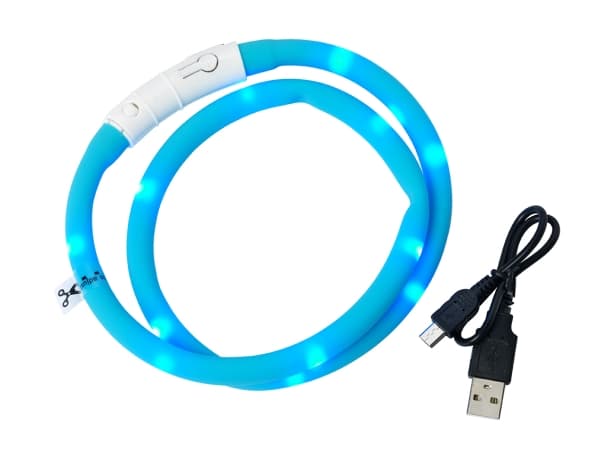Dogman Blinkhalsband Led Turkos 20-65cm