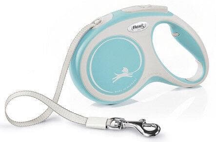 Flexi New Comfort M Tape 5 m, Hund, Utdragbart koppel, Blå, Vit, Band, 25 kg, Monokromatiskt