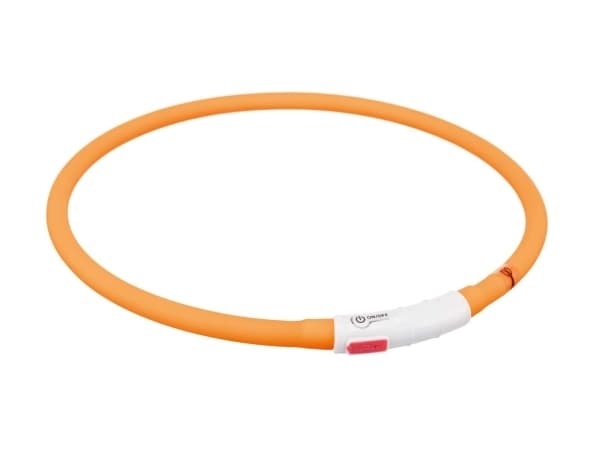Trixie Flash lysring USB, silicone, XS–XL: 70 cm/ø 10 mm, orang