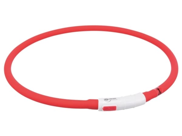 Trixie Flash lysring USB, silicone, XS–XL: 70 cm/ø 10 mm, red