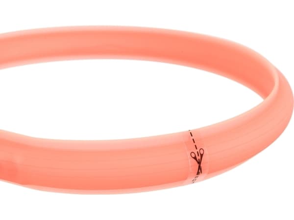 Trixie Flash lysbånd USB, L–XL: 70 cm/30 mm, koral