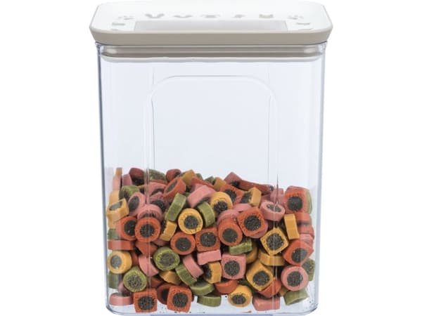 Trixie Food and snack jar, 2.2l/15×14×19cm, transparent/white