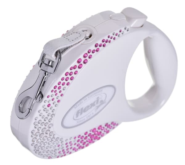 Flexi automaattinen hihna Glam Composition M 5m, valkoinen