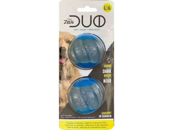 Zeus ZS Duo Ball, 5 cm, med lyd/knirkende, glød i mørket, 2 stk/pk.