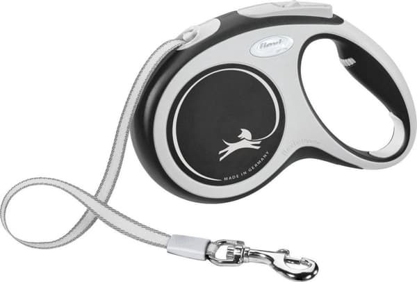 Flexi New Comfort M Tape 5 m Black Dog Indragbar ledning