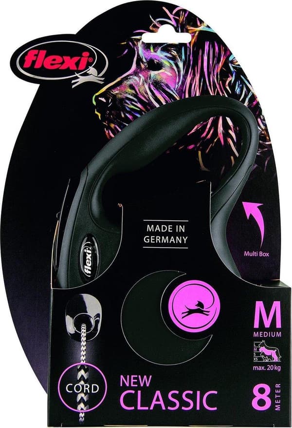 Flexi New CLASSIC 8 m Black Dog Sisäänvedettävä johdin
