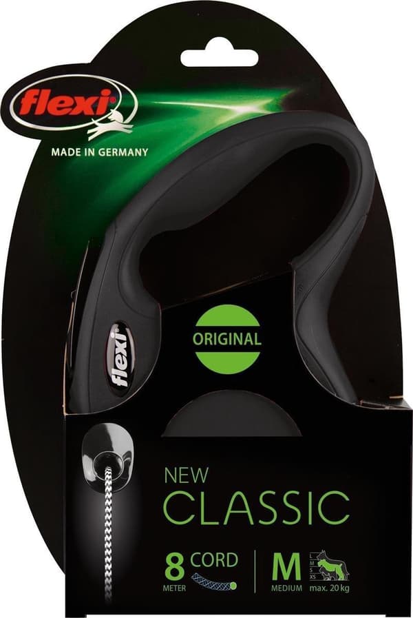 Flexi New CLASSIC 8 m Black Dog Sisäänvedettävä johdin