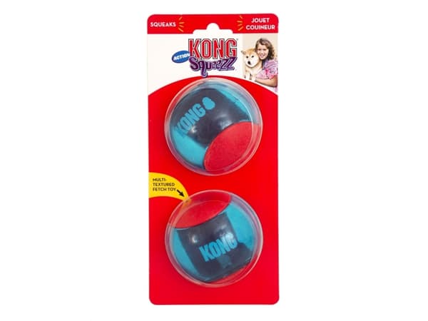 Kong Leksak Squeezz Action Ball 2p Flerfärgad L 8cm