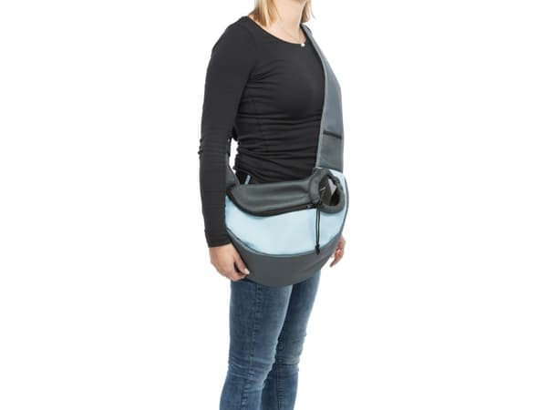 Trixie Sling front taske, 50 × 25 × 18 cm, lysegrå/lyseblå