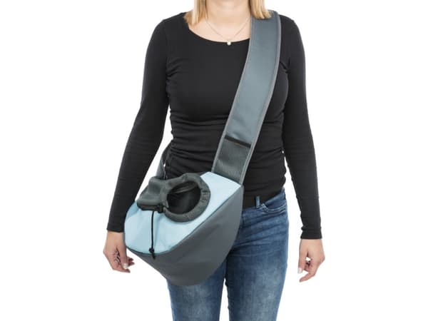 Trixie Sling front taske, 50 × 25 × 18 cm, lysegrå/lyseblå