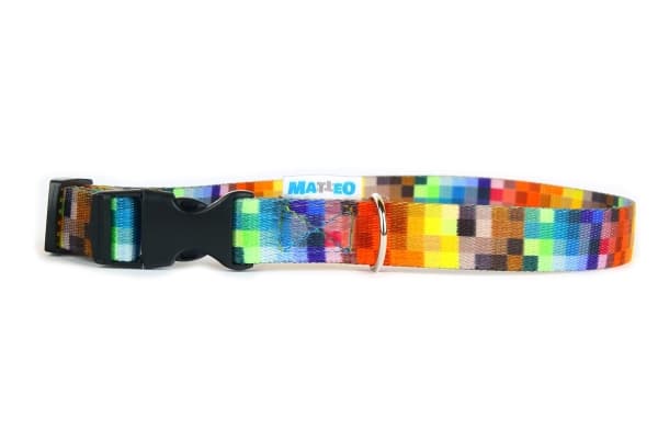 MATTEO Kaulapanta Muovinen solki Pixele 34-60 cm - koiran kaulapanta - koiran kaulapanta