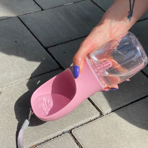 Bärbar vattenflaska i plast för hundar med 350 ml fyllnadskapacitet - För långa promenader, vandringar och resor