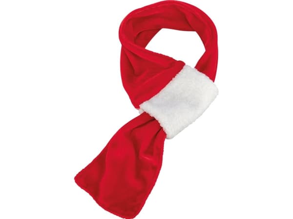Trixie Xmas scarf, flannel look/plush, 50 cm, red/white