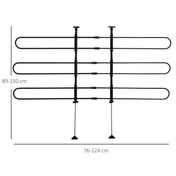 Rootz Dog Gate til støvlen - Nem at installere - Robust og dimensionsfastholdende - Stål - Sort - 150 x 9 x 124 cm