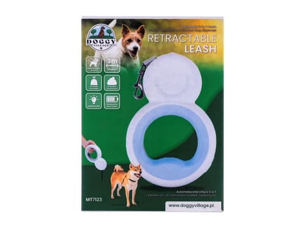 DOGGY VILLAGE Kelautuva talutushihna 3in1 MT7123 sininen - automatisk hundesnor - 3 m