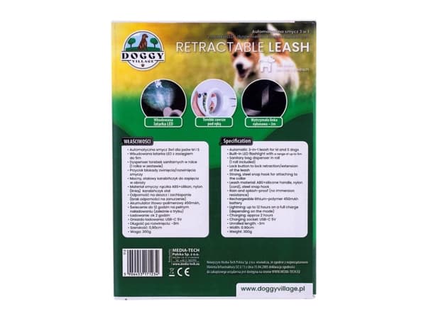 DOGGY VILLAGE Kelautuva talutushihna 3in1 MT7123 sininen - automatisk hundesnor - 3 m