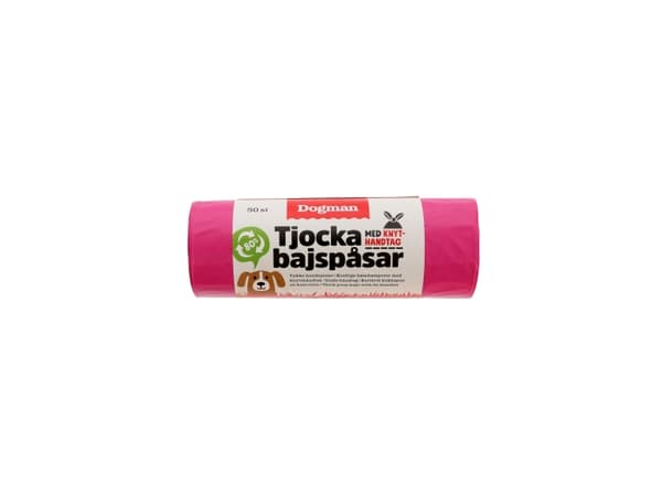 DOGMAN Tykke bæsjposer med knytehåndtak 50-poser Pink