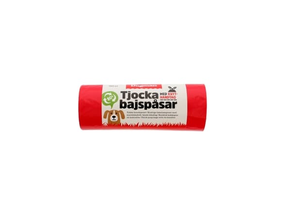 DOGMAN Tjocka bajspåsar m knyt-handtag 50-poser Röd