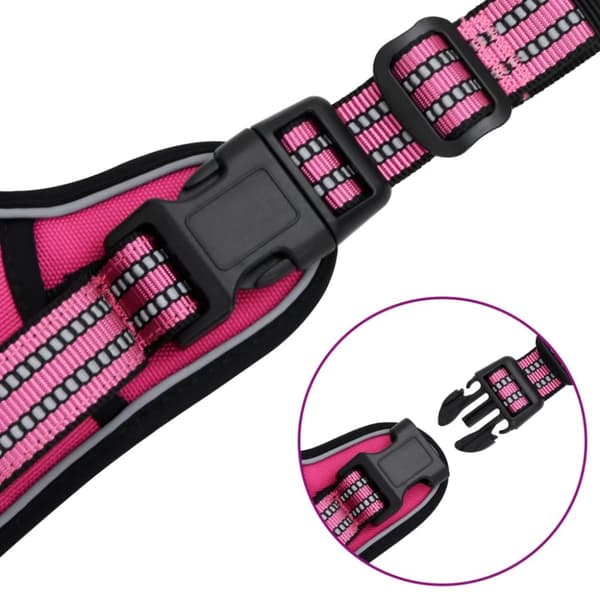 hundesele med refleksstriber str. S justerbar pink